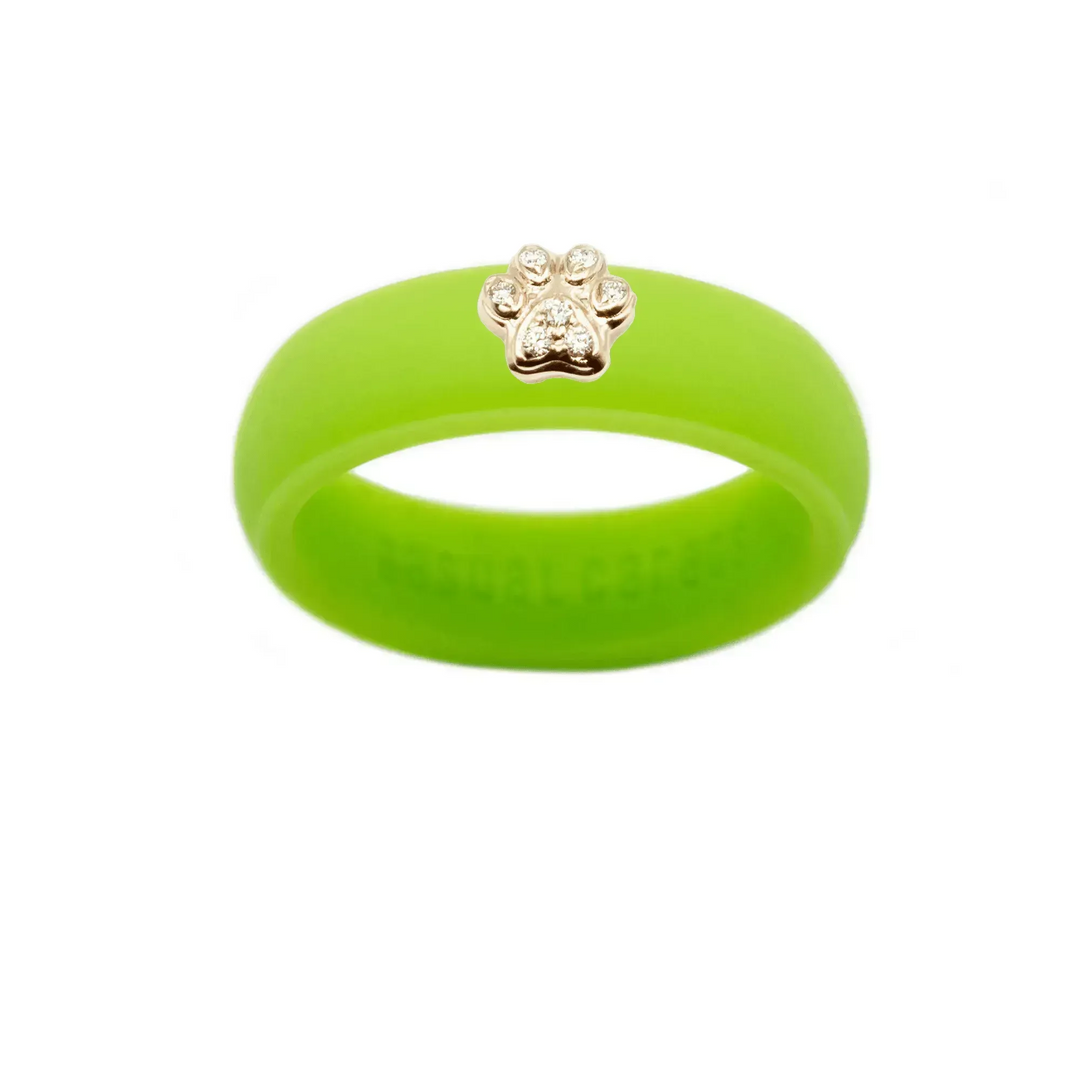 Diamond Paw Print Silicone Ring - Size 4