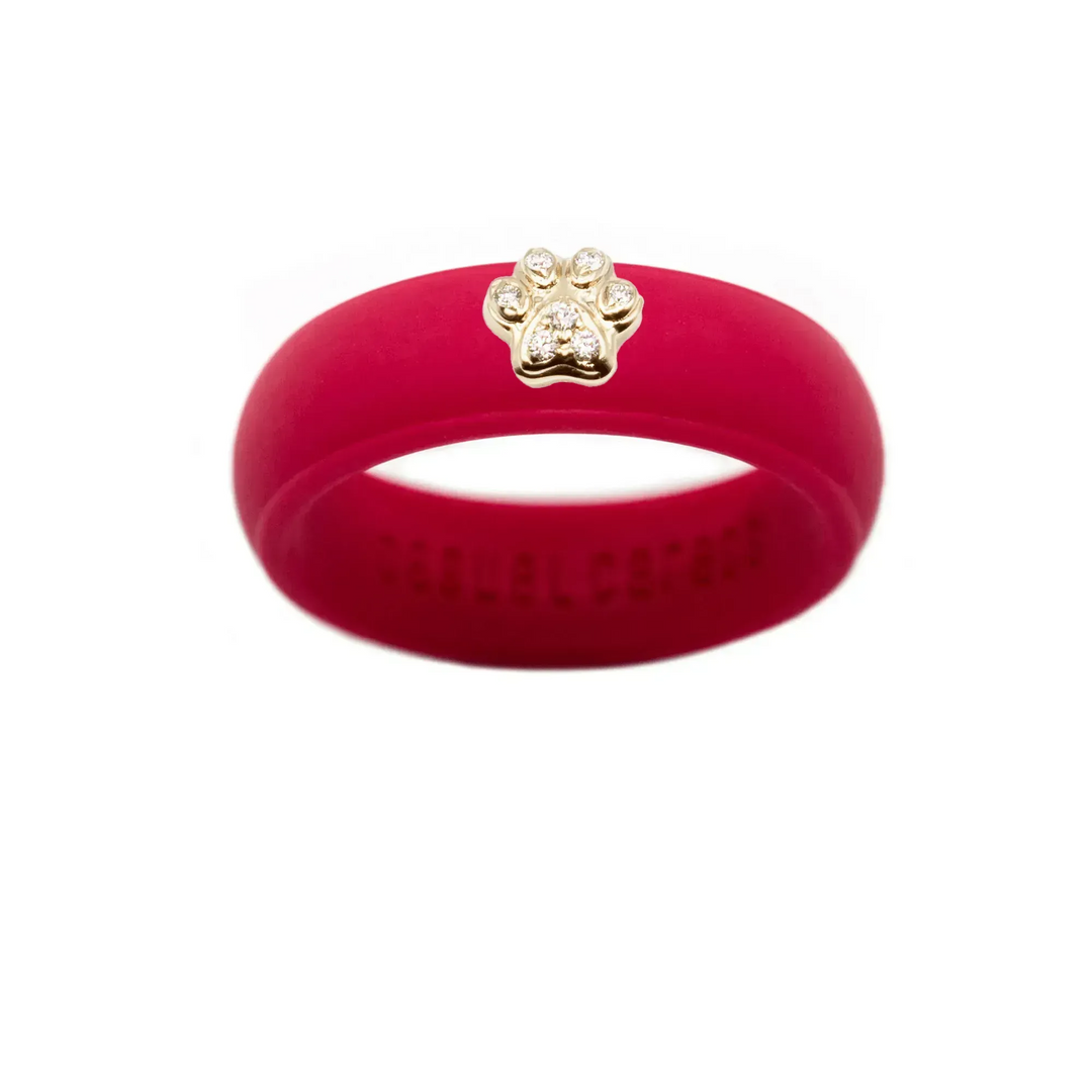 Diamond Paw Print Silicone Ring - Size 5