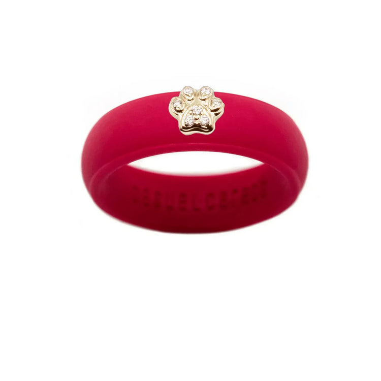 Diamond Paw Print Silicone Ring - Size 4