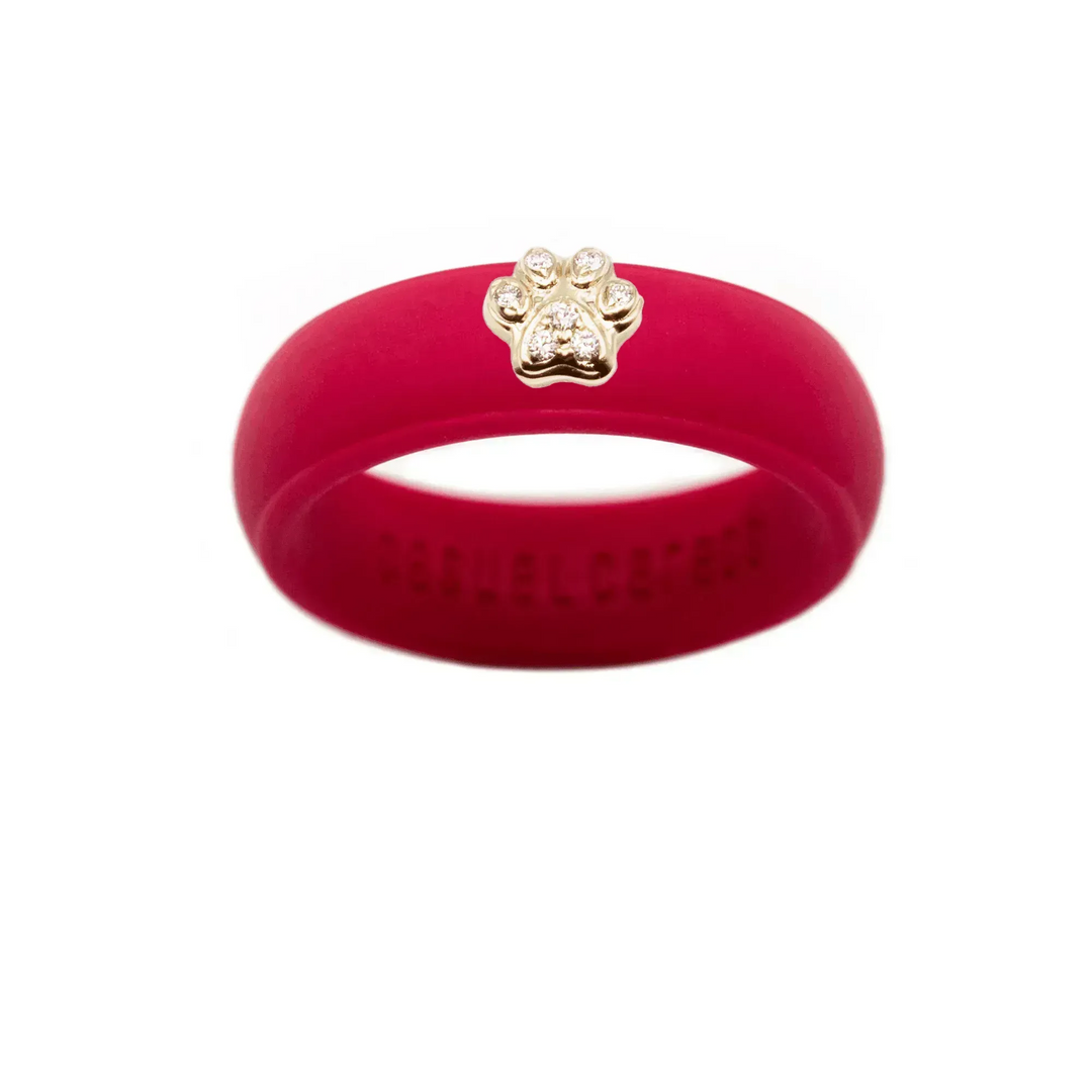 Diamond Paw Print Silicone Ring - Size 4