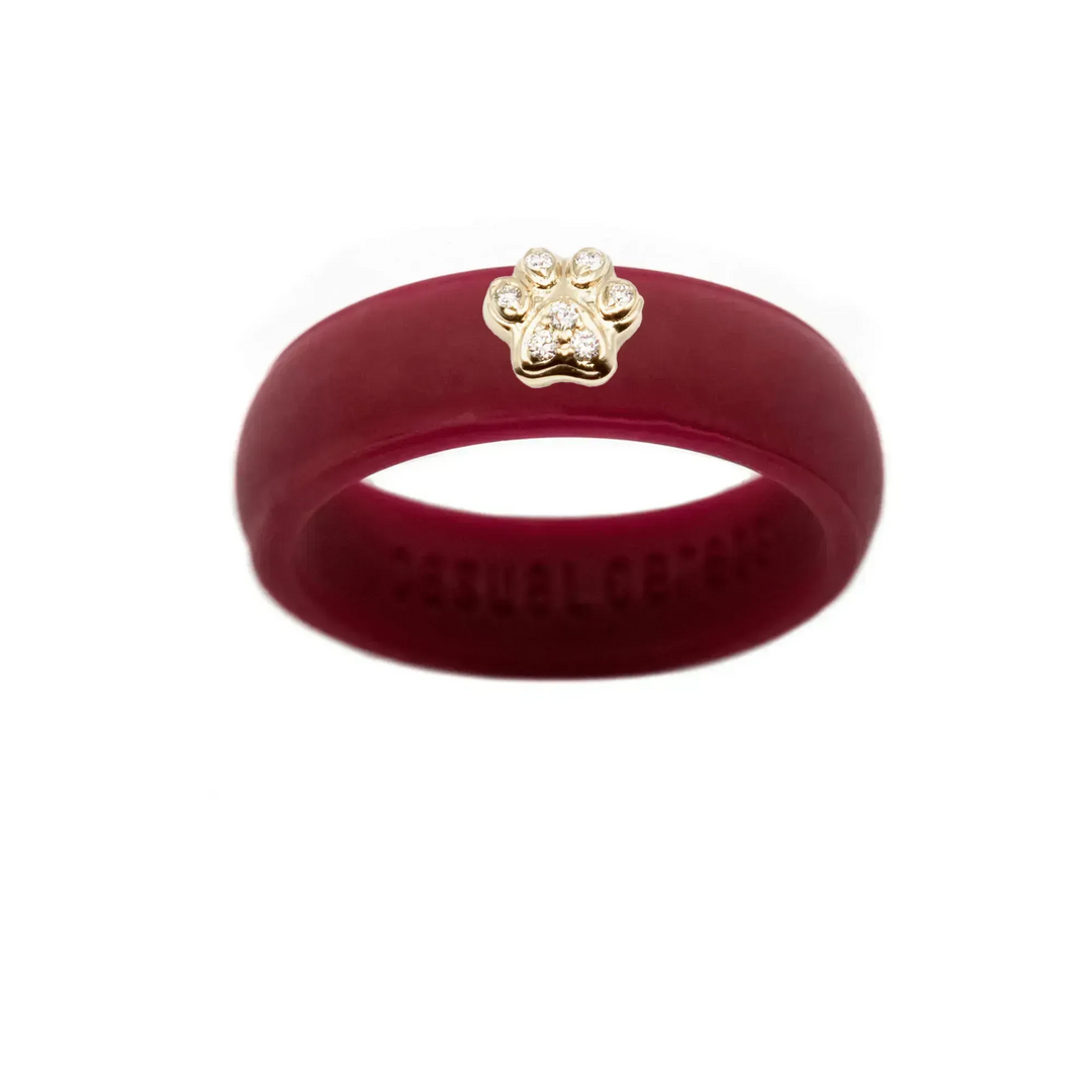 Diamond Paw Print Silicone Ring - Size 5