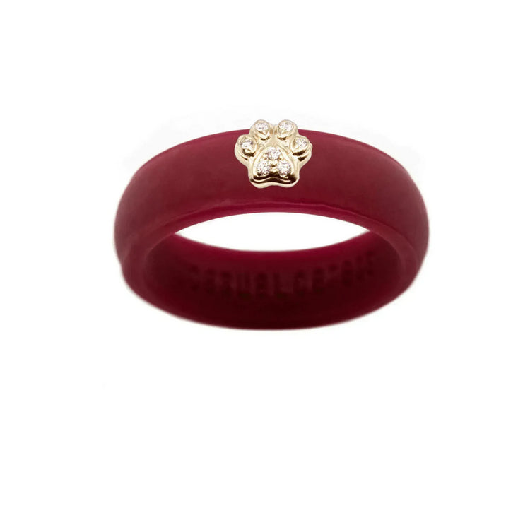 Diamond Paw Print Silicone Ring - Size 4