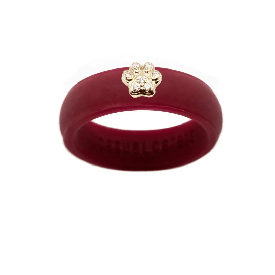 Diamond Paw Print Silicone Ring - Size 4