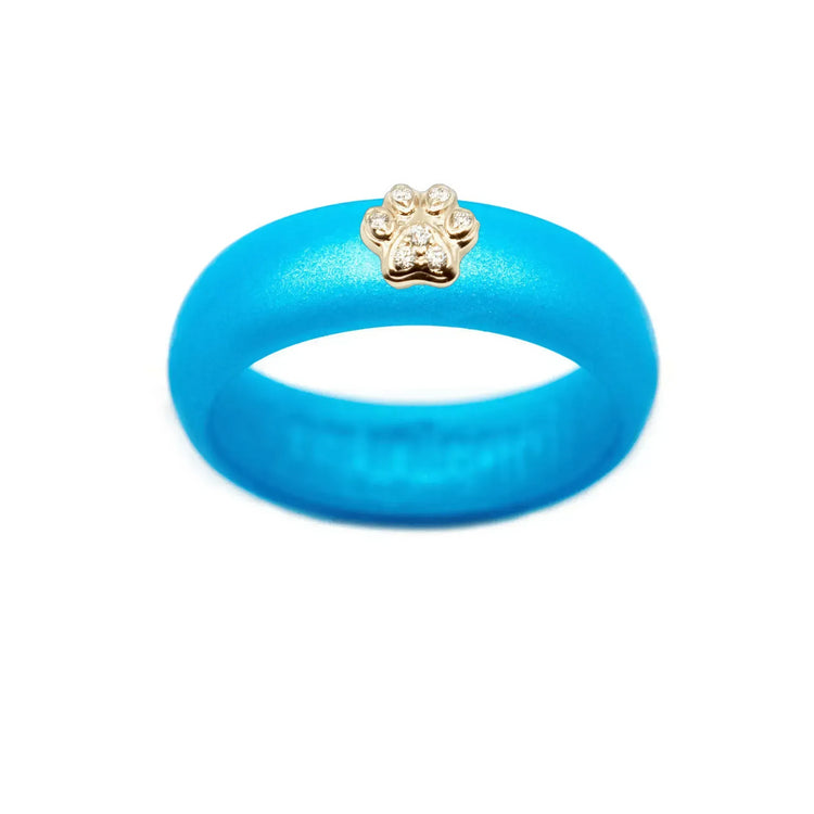 Diamond Paw Print Silicone Ring - Size 5