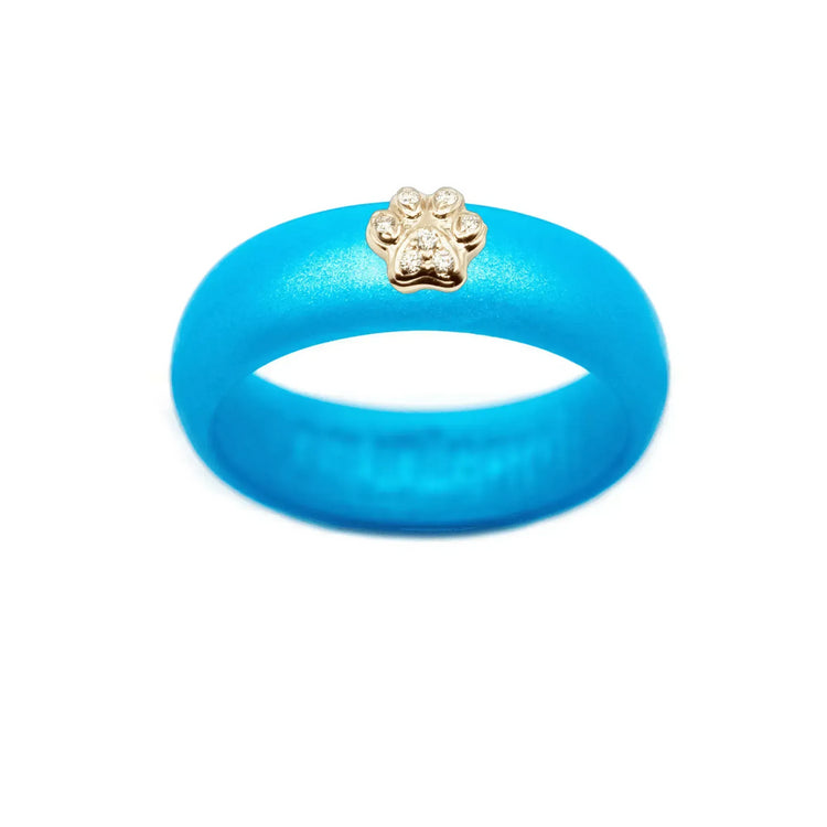 Diamond Paw Print Silicone Ring - Size 8