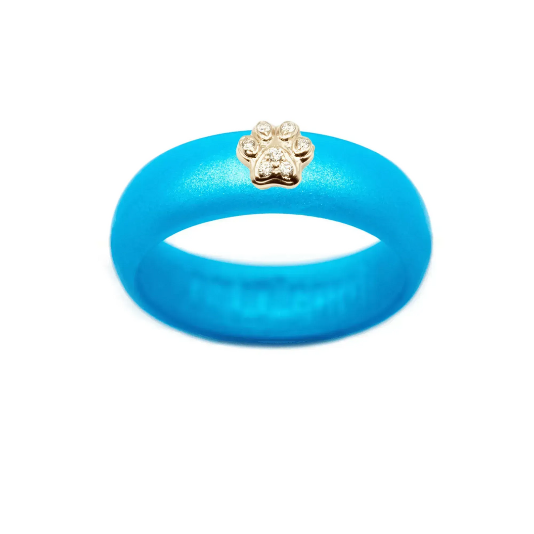 Diamond Paw Print Silicone Ring - Size 8