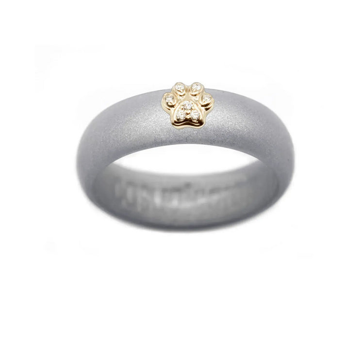 Diamond Paw Print Silicone Ring - Size 5
