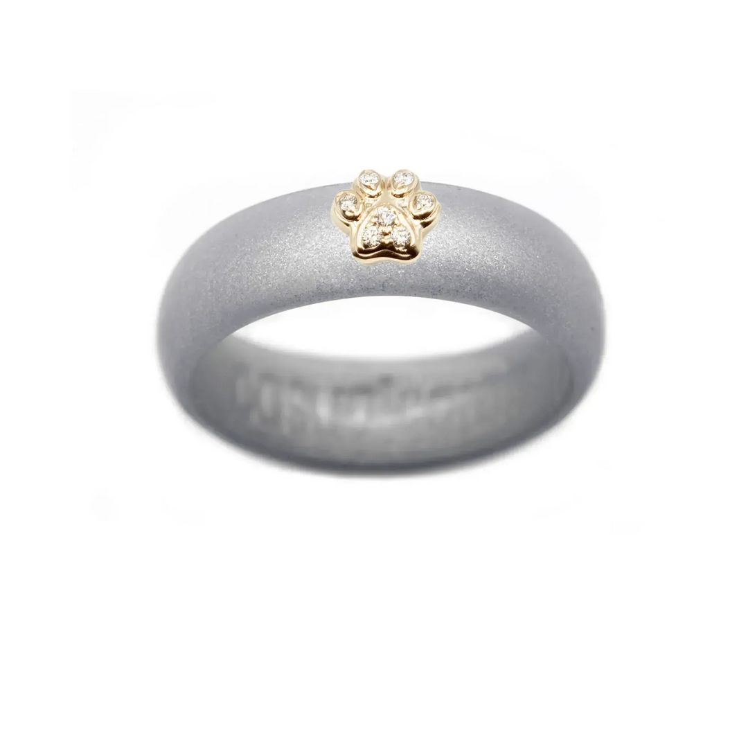 Diamond Paw Print Silicone Ring - Size 5