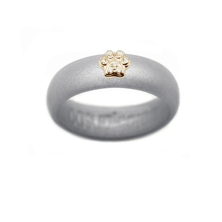 Diamond Paw Print Silicone Ring - Size 4