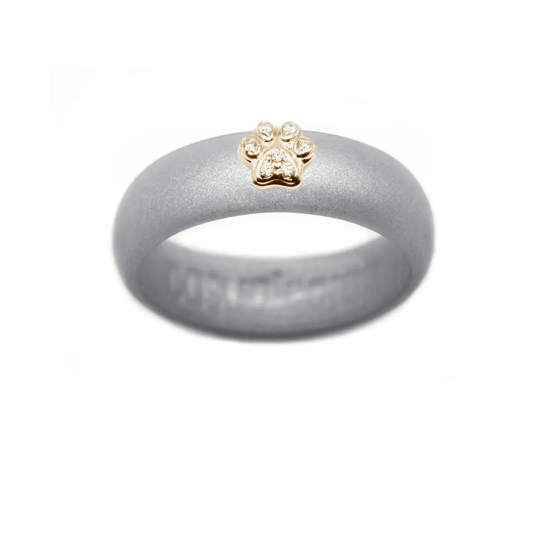 Diamond Paw Print Silicone Ring - Size 8