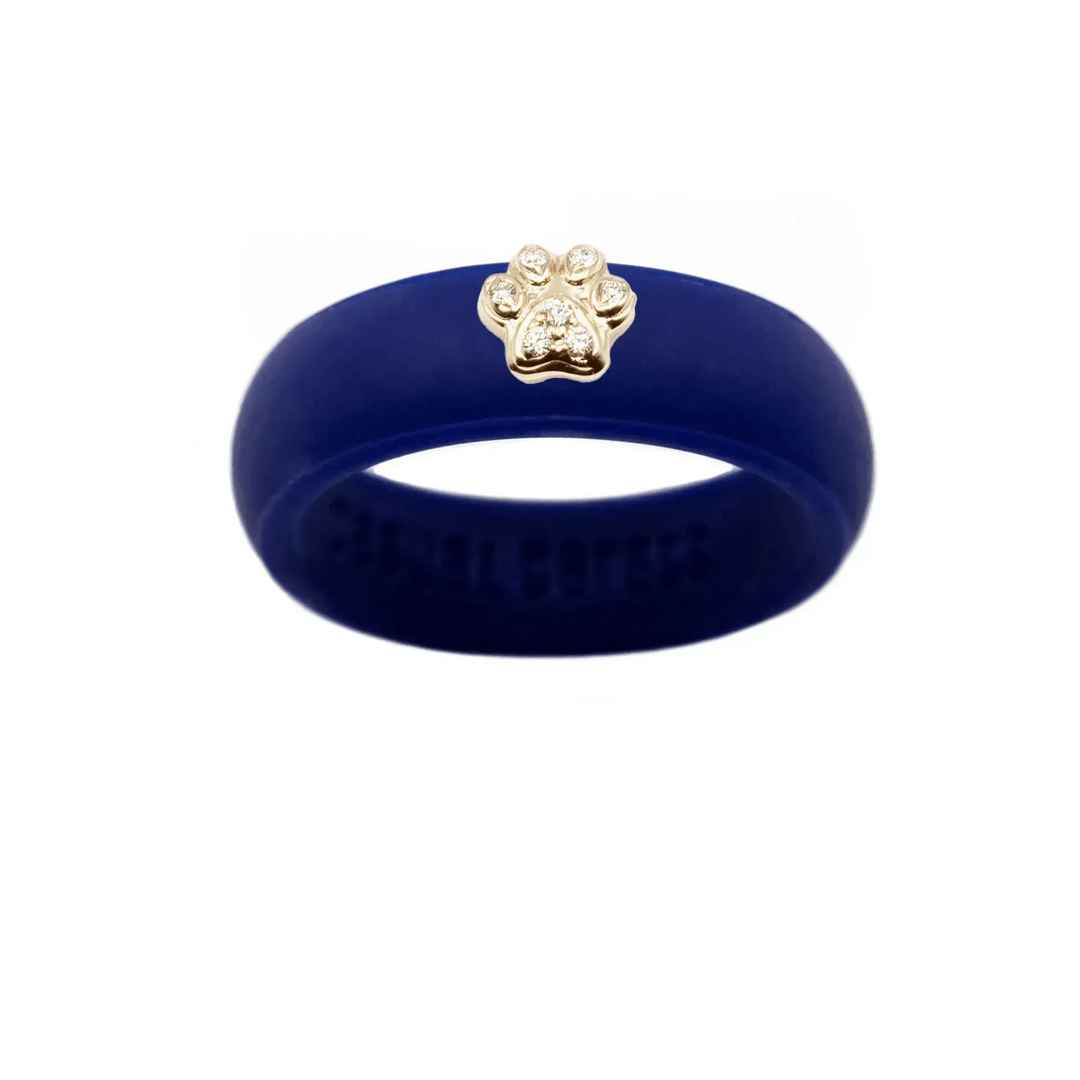 Diamond Paw Print Silicone Ring - Size 4