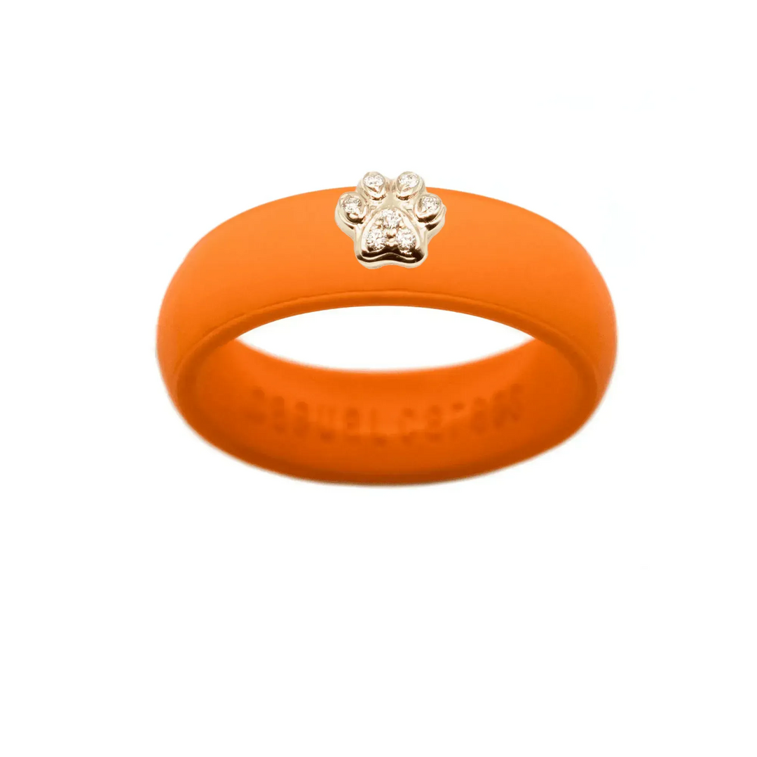 Diamond Paw Print Silicone Ring - Size 8