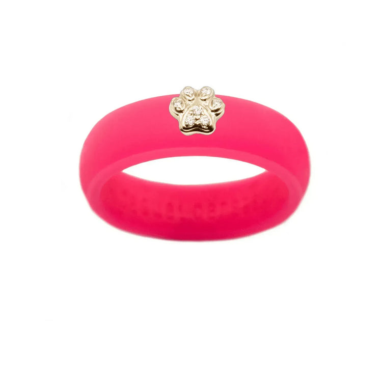 Diamond Paw Print Silicone Ring - Size 8