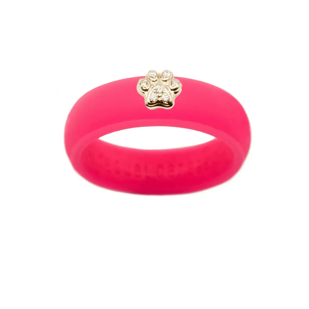 Diamond Paw Print Silicone Ring - Size 8