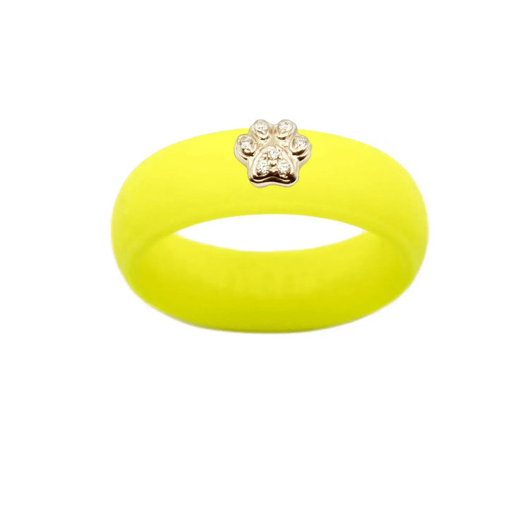 Diamond Paw Print Silicone Ring - Size 4