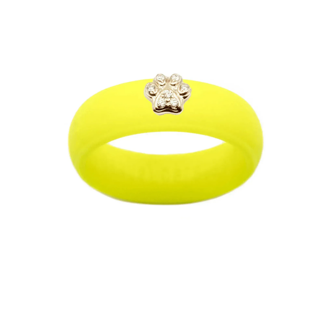 Diamond Paw Print Silicone Ring - Size 4