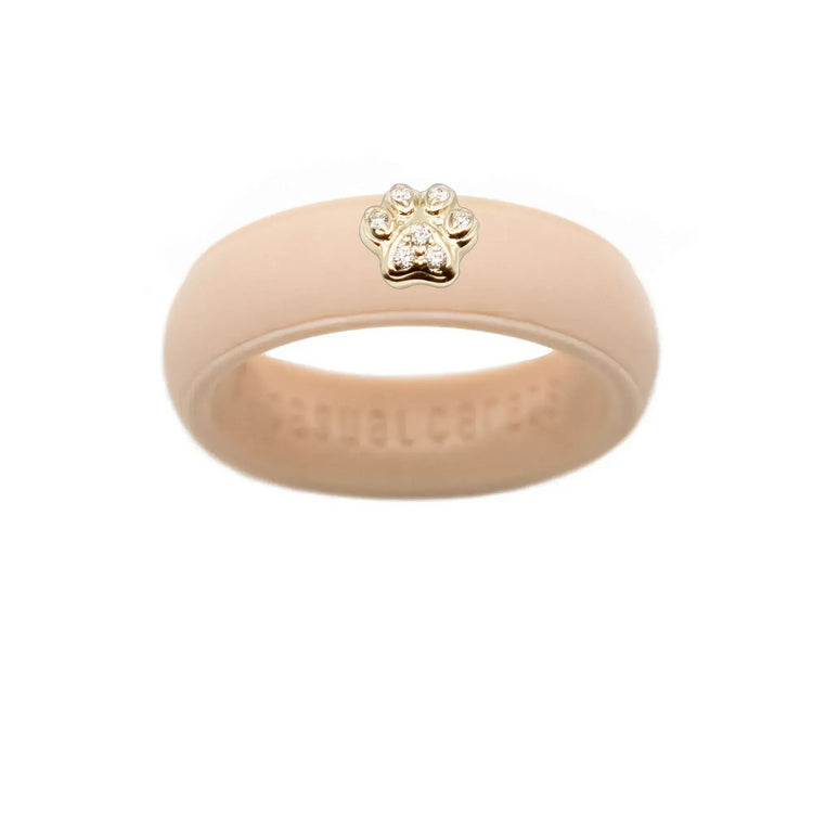 Diamond Paw Print Silicone Ring - Size 5
