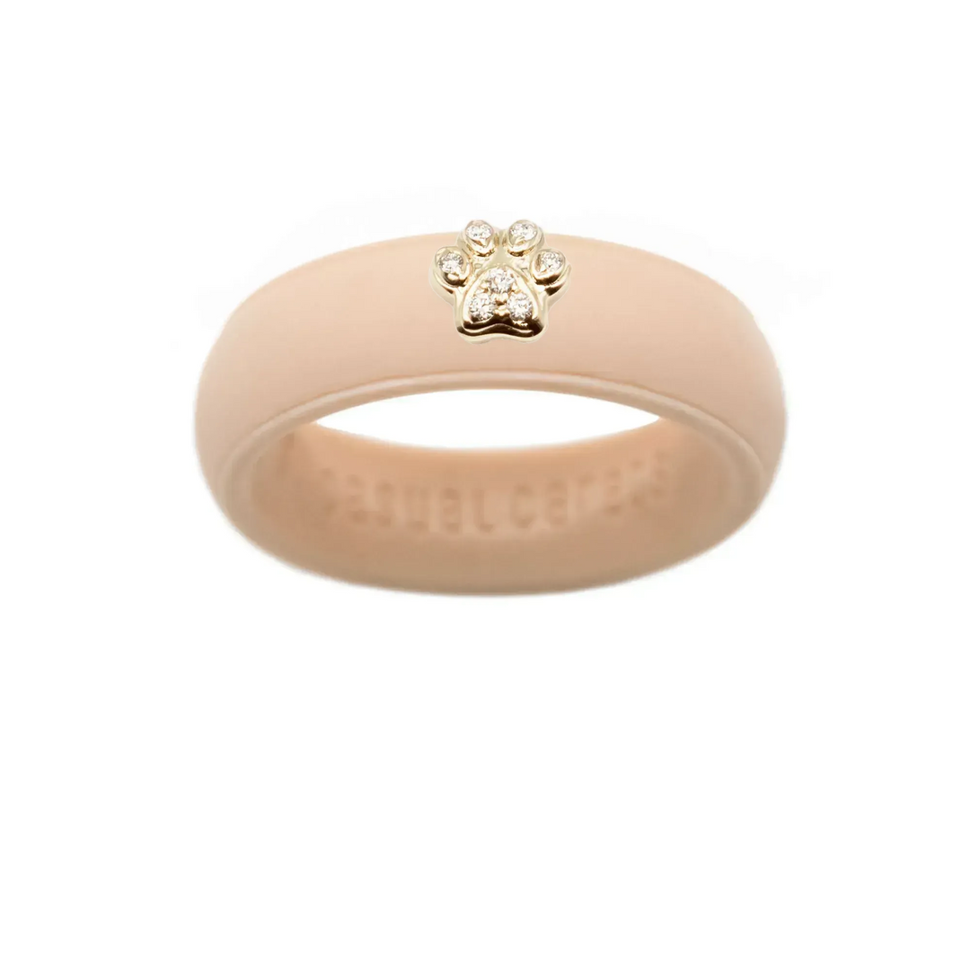Diamond Paw Print Silicone Ring - Size 5