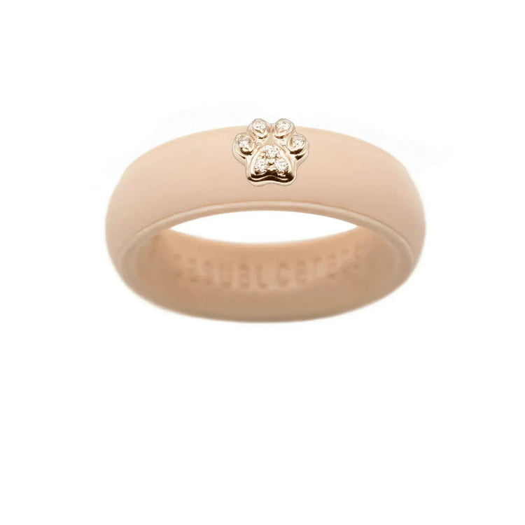 Diamond Paw Print Silicone Ring - Size 8