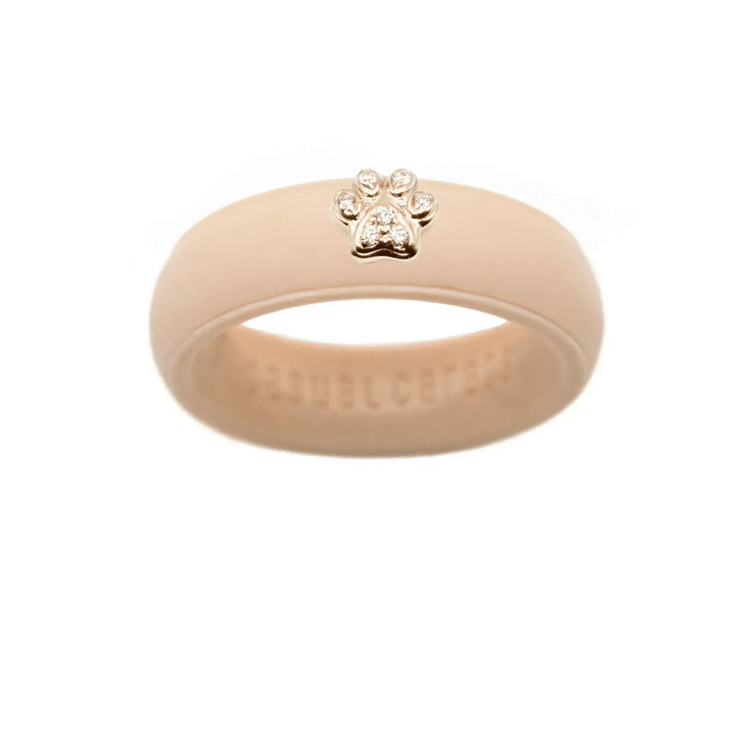 Diamond Paw Print Silicone Ring - Size 8