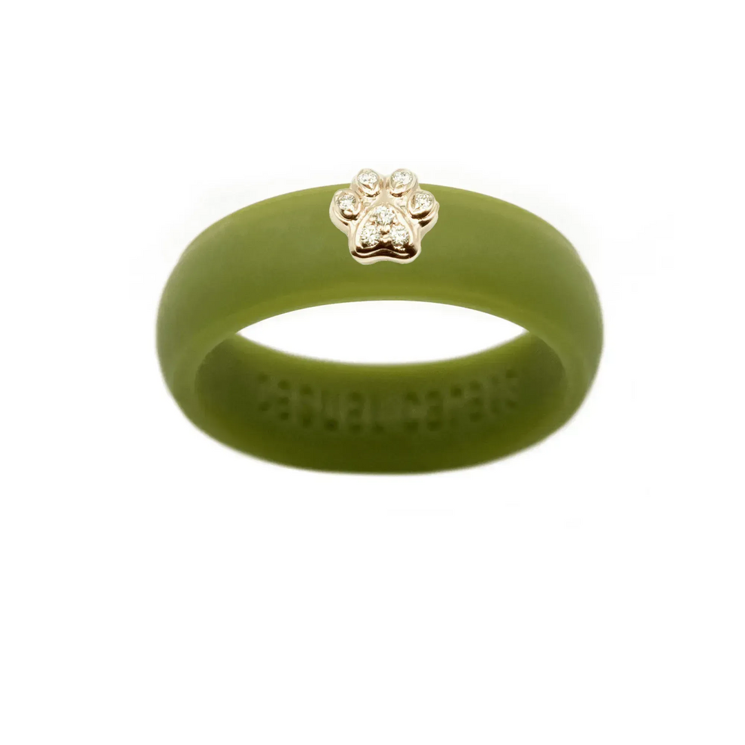 Diamond Paw Print Silicone Ring - Size 8