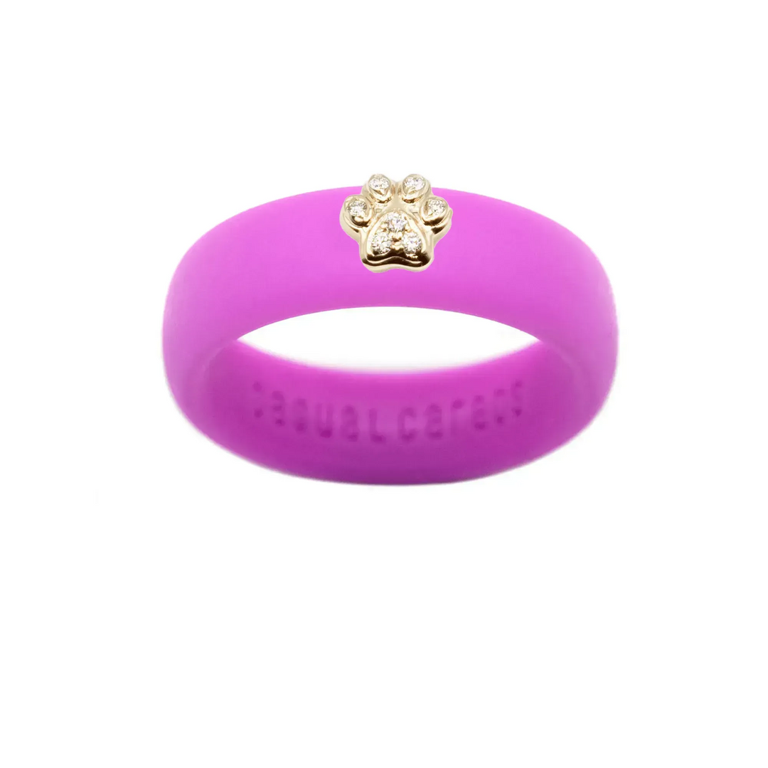 Diamond Paw Print Silicone Ring - Size 5