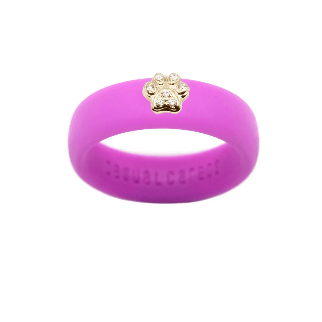 Diamond Paw Print Silicone Ring - Size 8