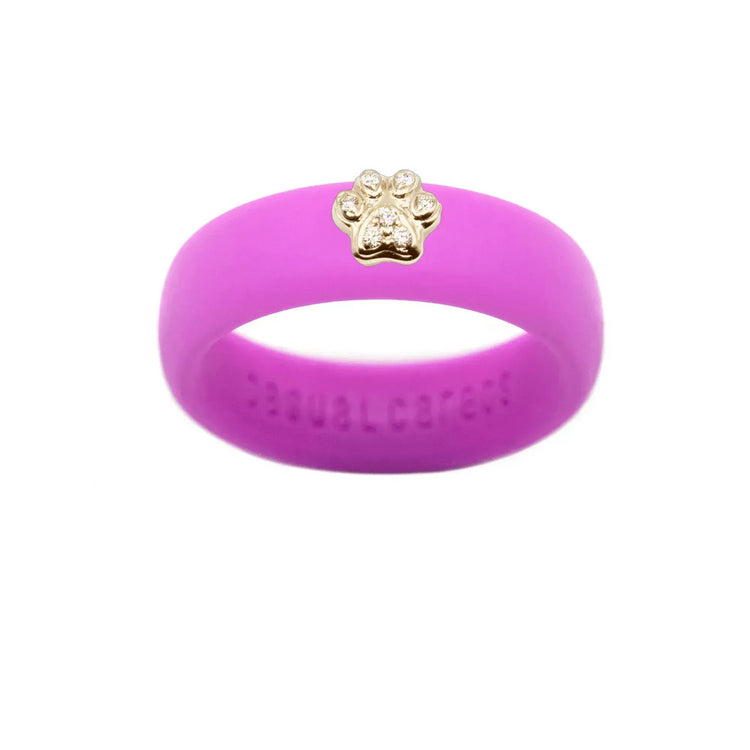 Diamond Paw Print Silicone Ring - Size 4