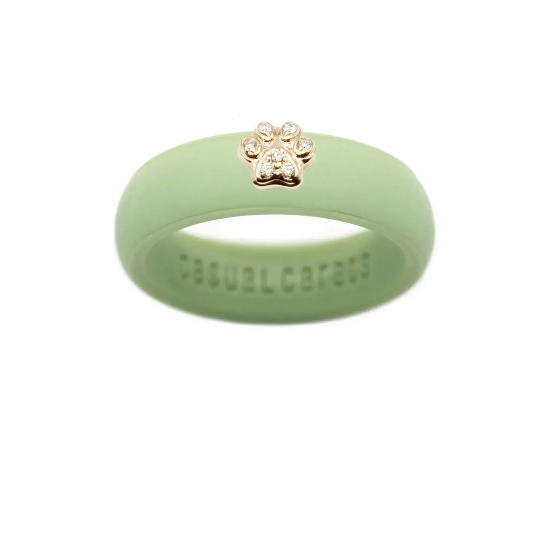 Diamond Paw Print Silicone Ring - Size 5