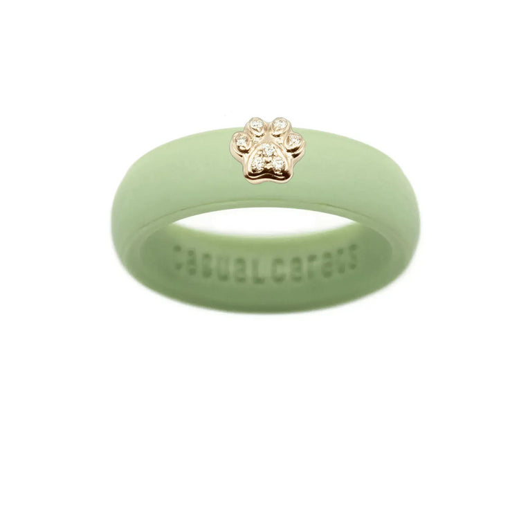 Diamond Paw Print Silicone Ring - Size 4