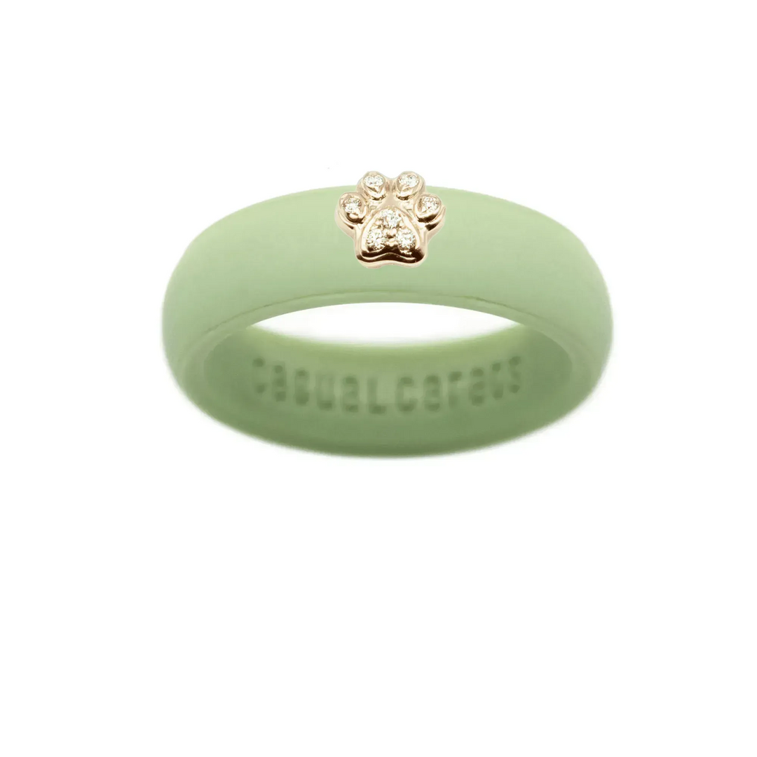 Diamond Paw Print Silicone Ring - Size 4