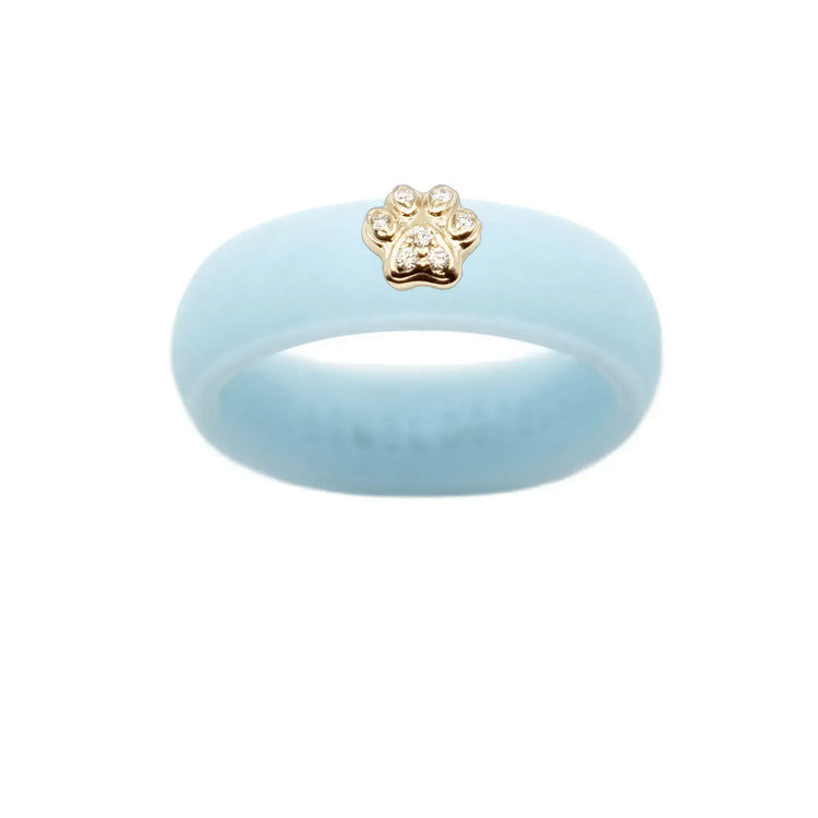 Diamond Paw Print Silicone Ring - Size 5