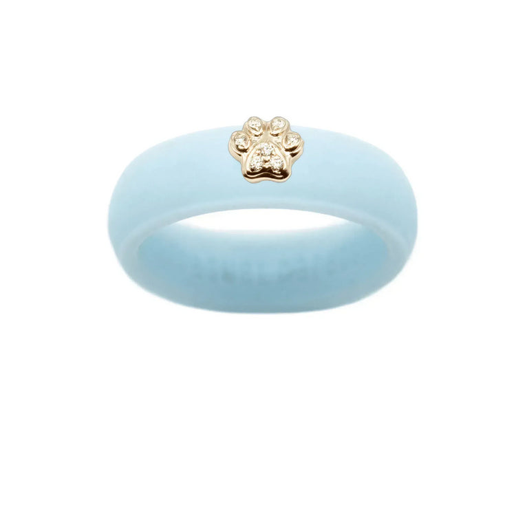 Diamond Paw Print Silicone Ring - Size 4