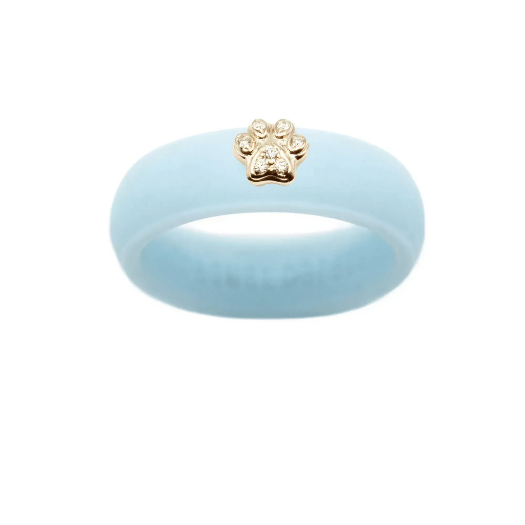 Diamond Paw Print Silicone Ring - Size 8