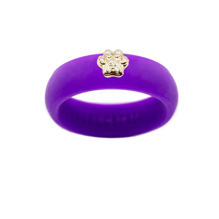 Diamond Paw Print Silicone Ring - Size 4