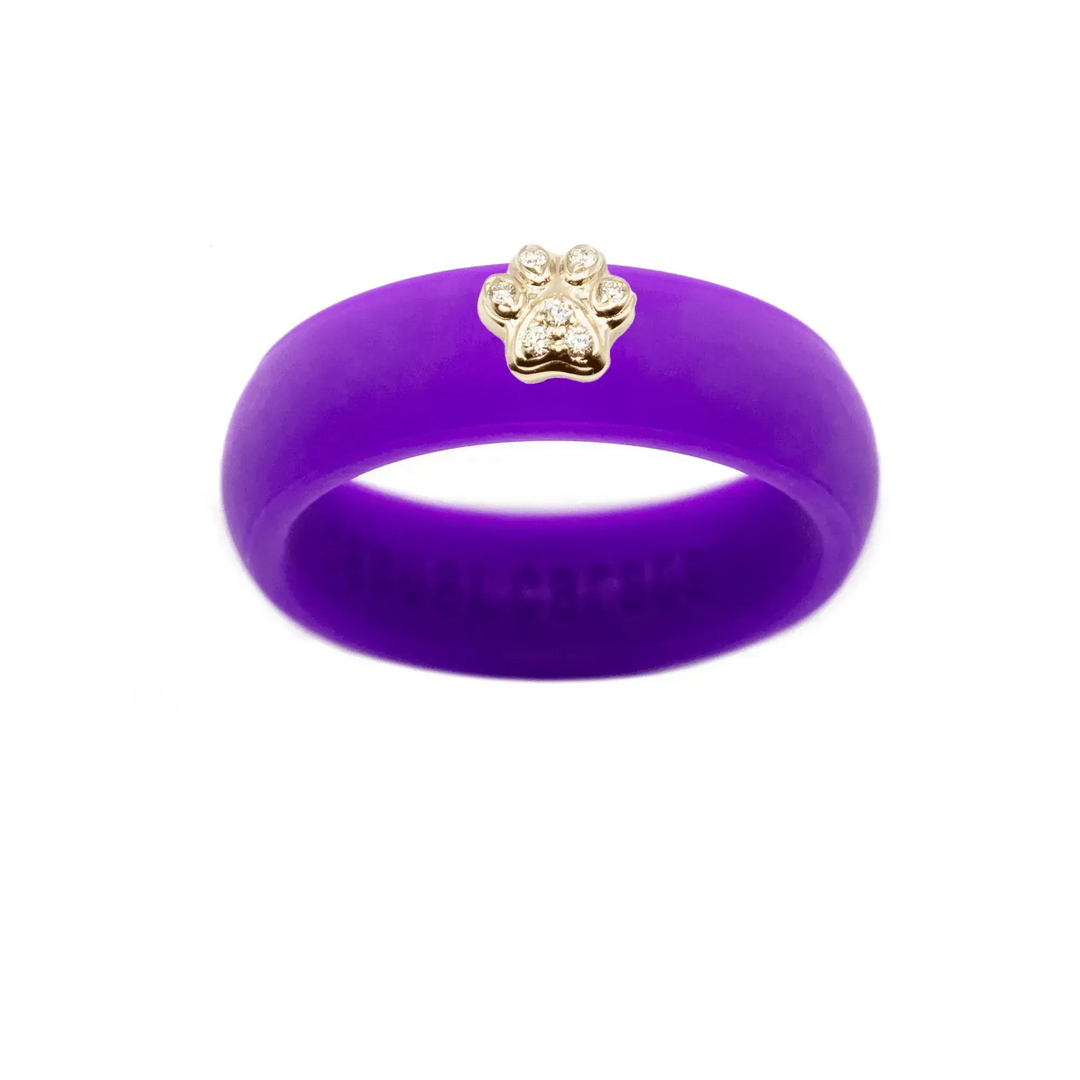 Diamond Paw Print Silicone Ring - Size 8