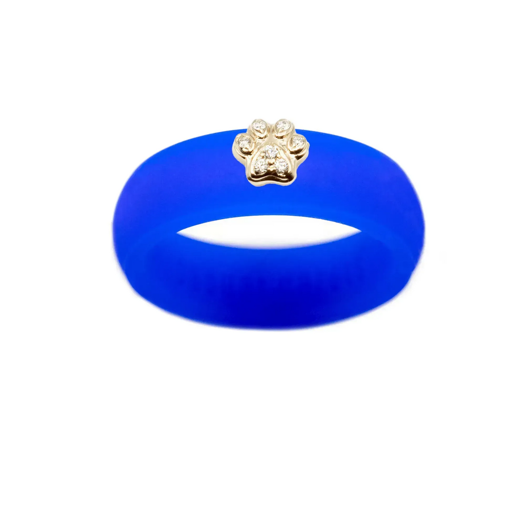 Diamond Paw Print Silicone Ring - Size 5