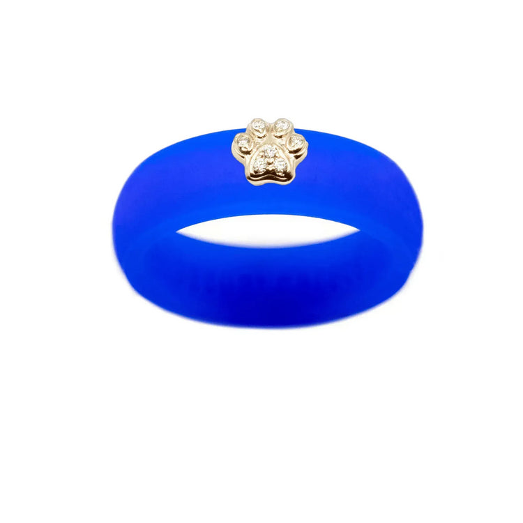 Diamond Paw Print Silicone Ring - Size 4