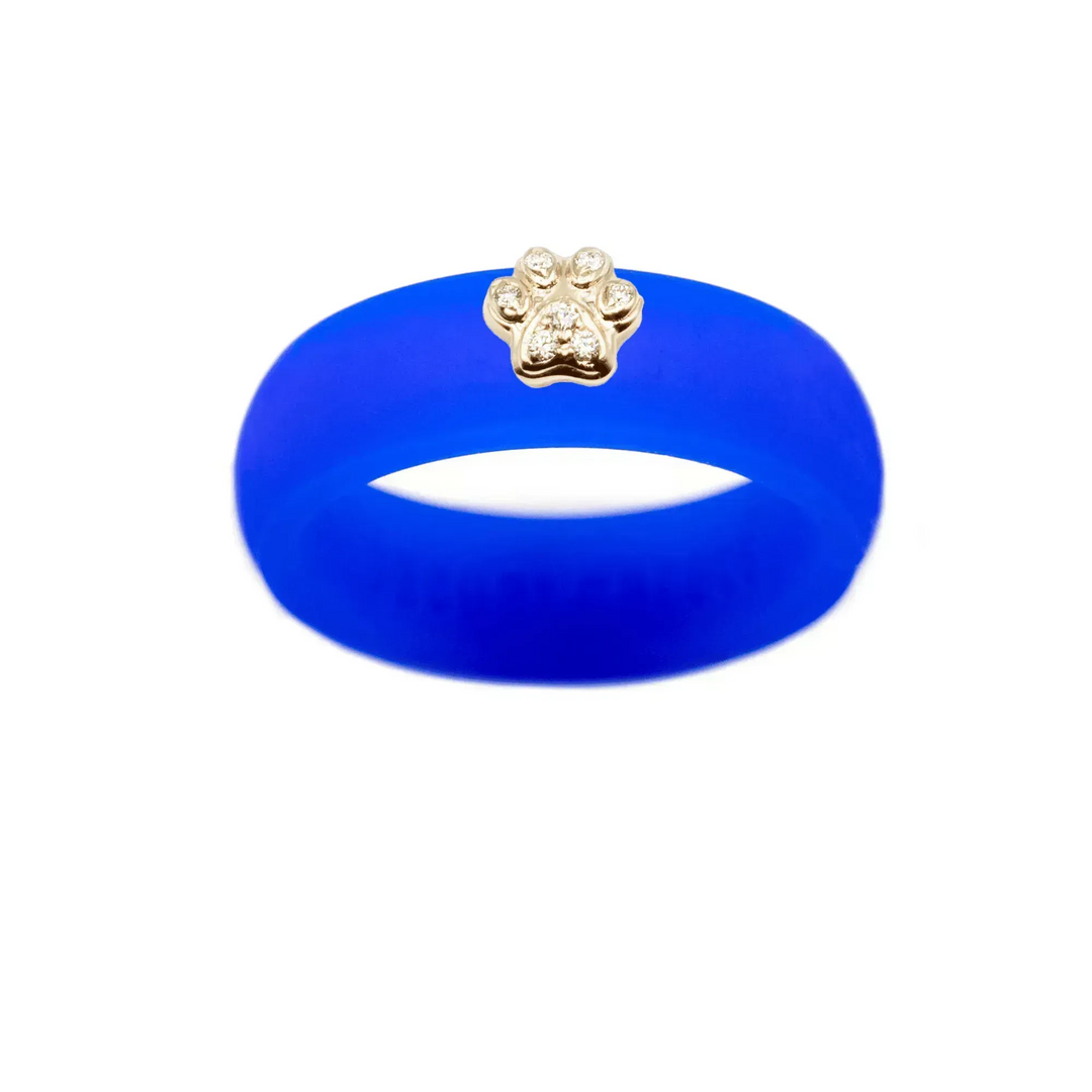 Diamond Paw Print Silicone Ring - Size 4