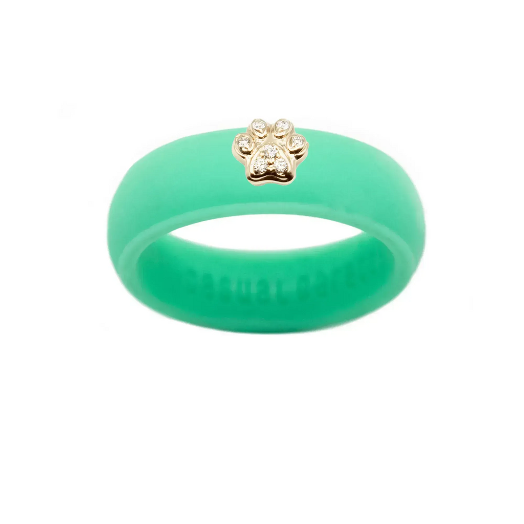 Diamond Paw Print Silicone Ring - Size 5