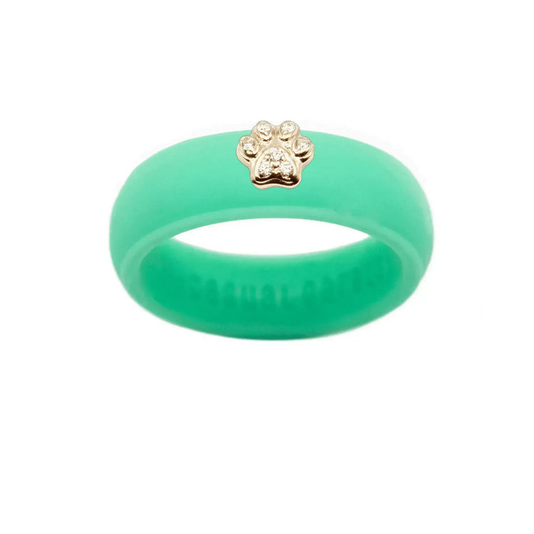 Diamond Paw Print Silicone Ring - Size 4