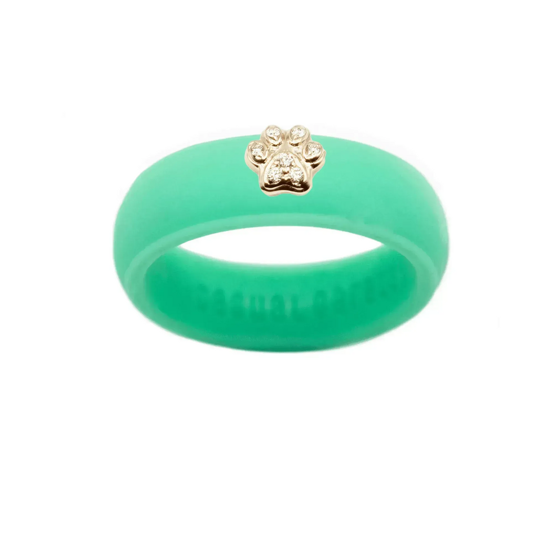 Diamond Paw Print Silicone Ring - Size 8