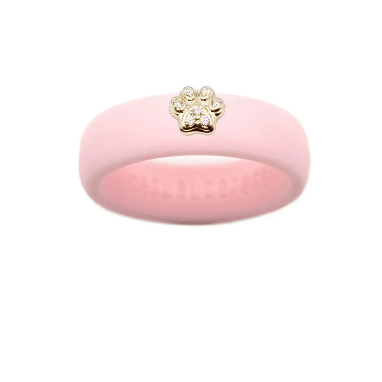 Diamond Paw Print Silicone Ring - Size 4