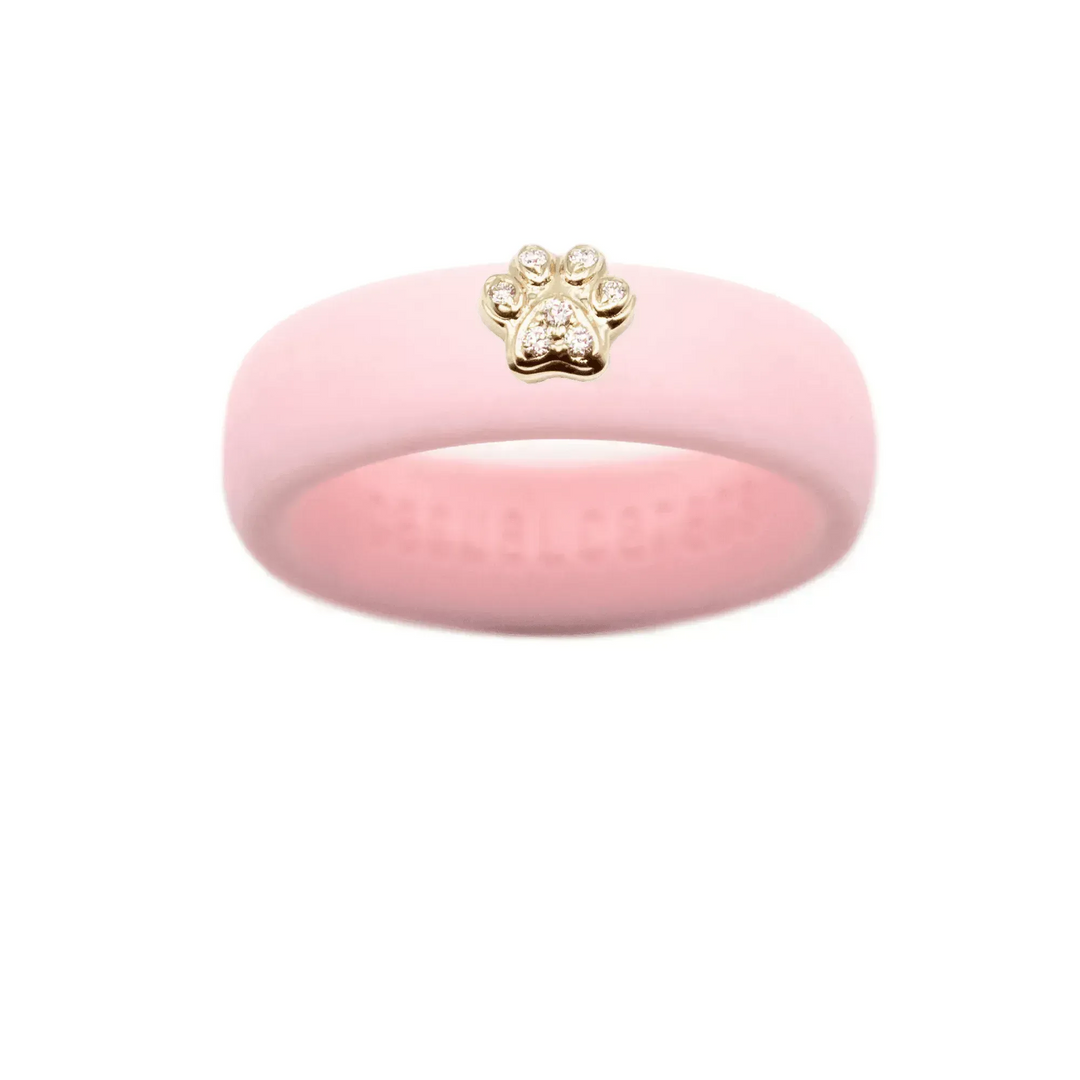 Diamond Paw Print Silicone Ring - Size 8