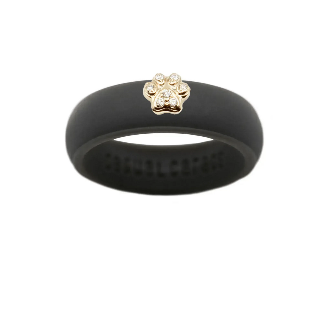 Diamond Paw Print Silicone Ring - Size 5