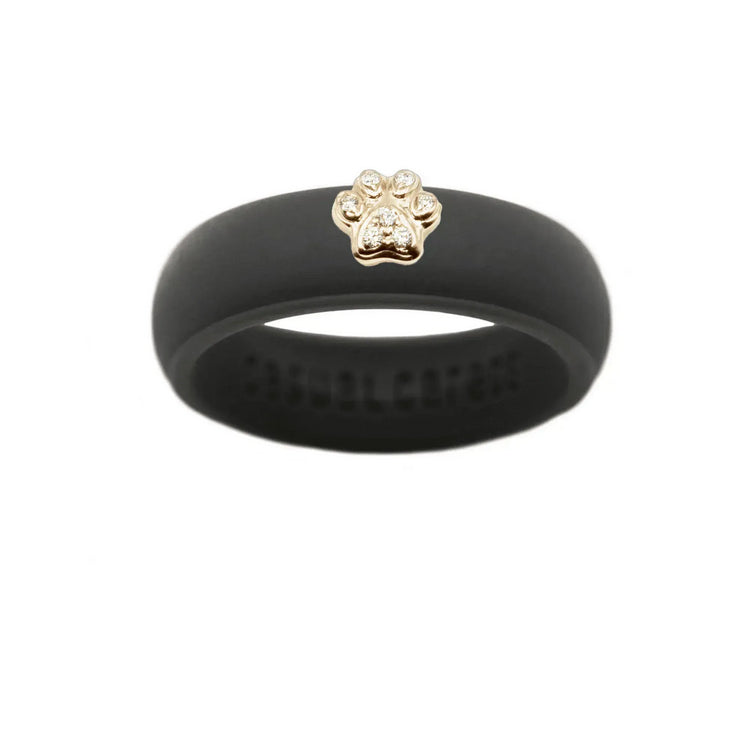 Diamond Paw Print Silicone Ring - Size 4