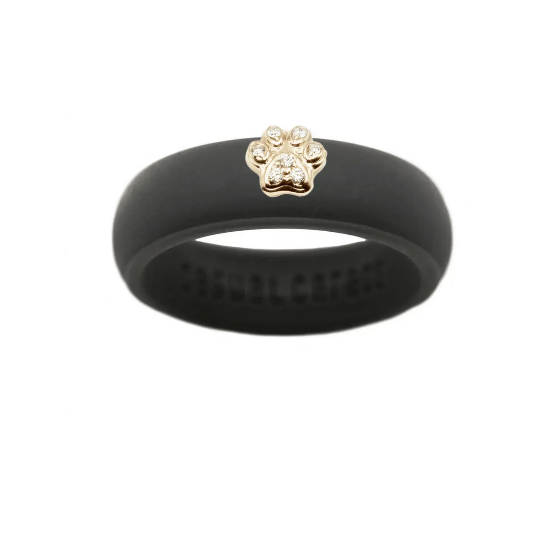 Diamond Paw Print Silicone Ring - Size 4