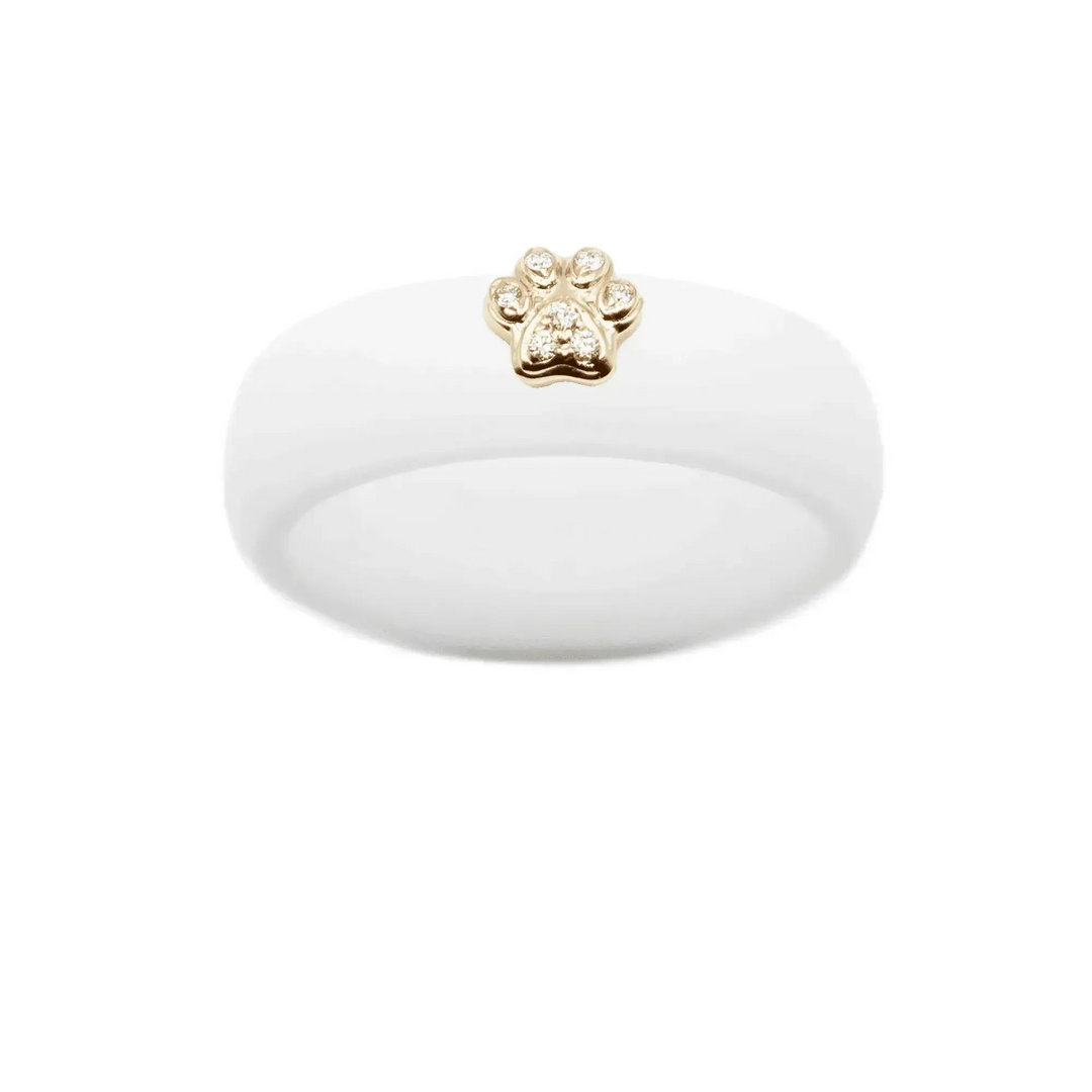 Diamond Paw Print Silicone Ring - Size 8