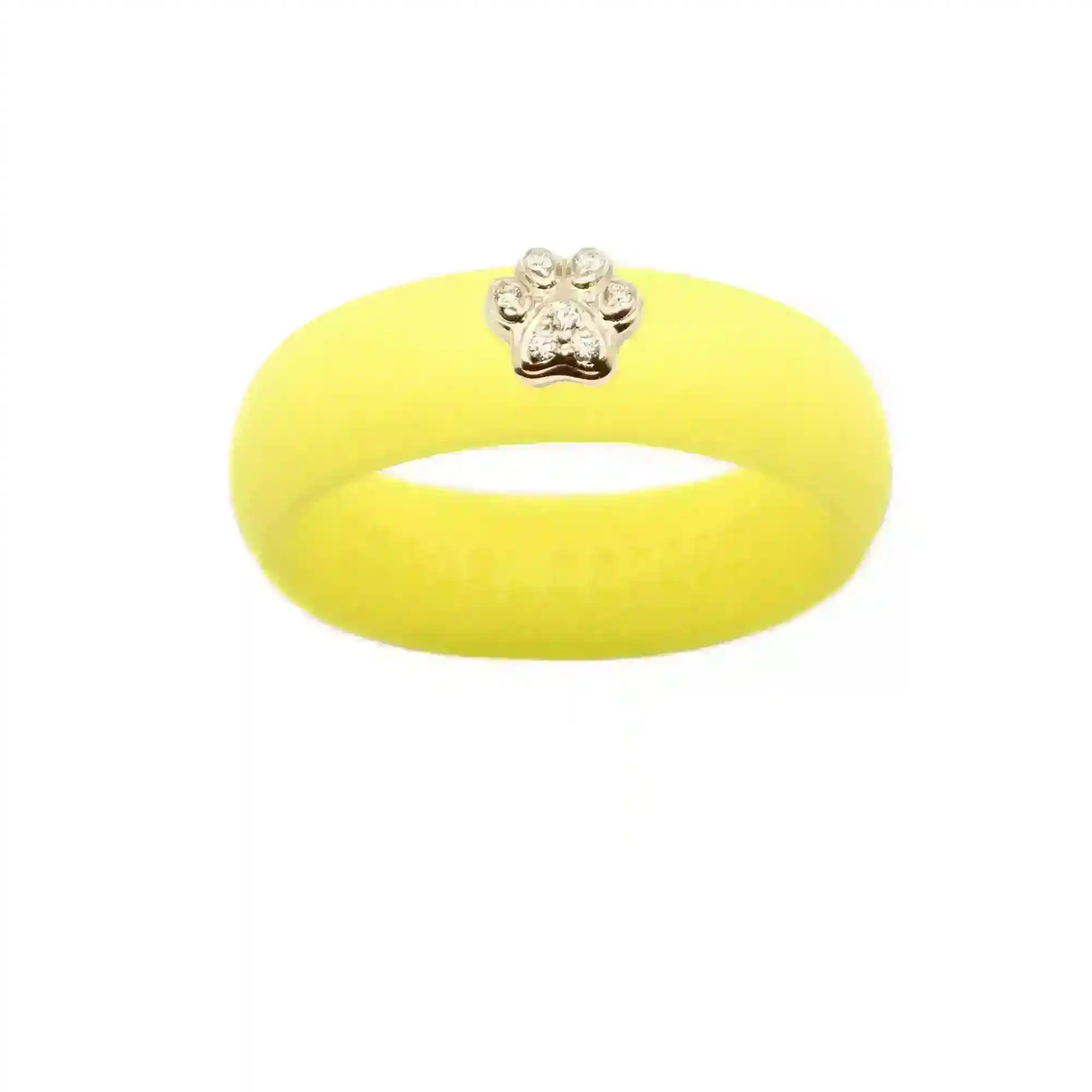 Diamond Paw Print Silicone Ring - Size 6