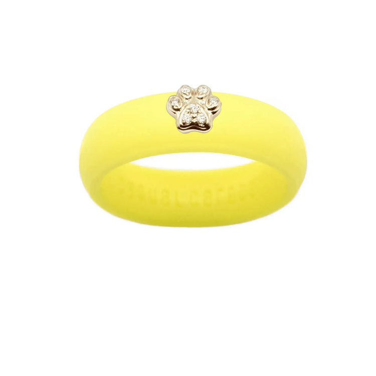 Diamond Paw Print Silicone Ring - Size 4